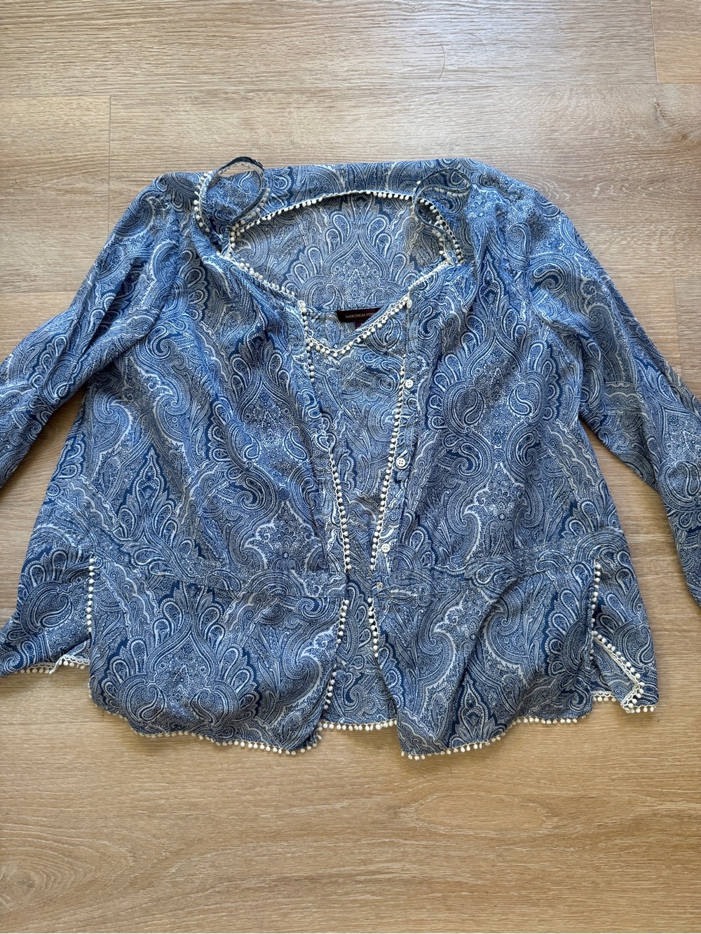 Marchesa Voyage Blue Paisley Matching Two Piece Tank Top & Cardigan Set Size 8